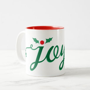 Holiday Mug Joy Script With Holly Accent