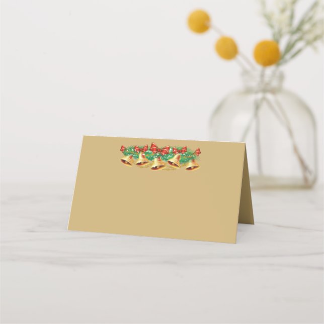 Holiday Name Place Card-Bells Card (Front)