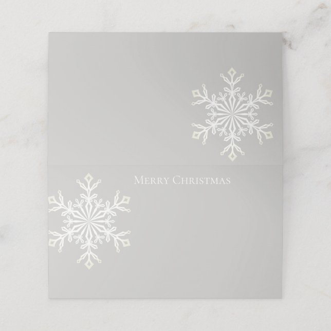 Holiday Name Place Card-Snowflake Card (Outside Unfolded)