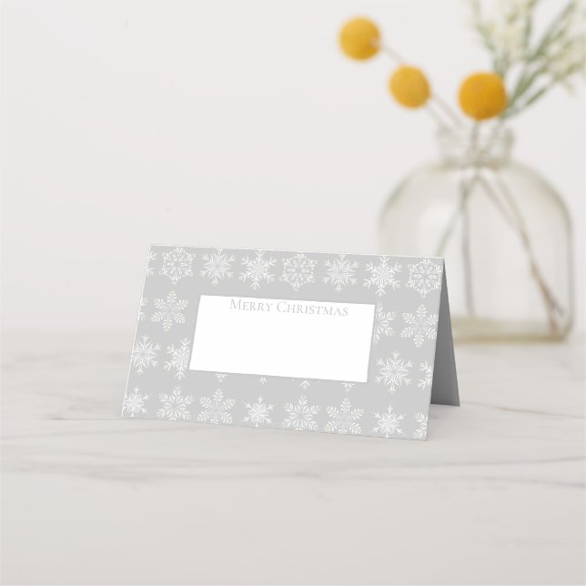 Holiday Name Place Card-Snowflakes Place Card (Front)