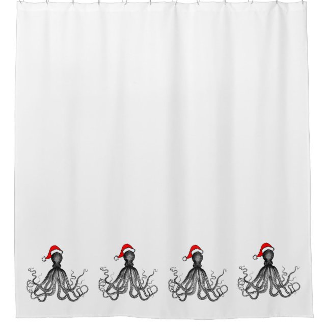 Holiday Nautical Steampunk Octopus Vintage Kraken  Shower Curtain (Front)