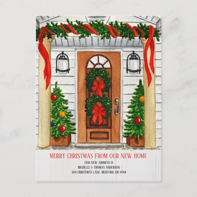 Holiday New Address Moving Announcement Postcard (Front)