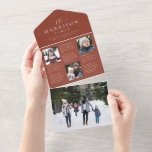 Holiday newsletter family update Christmas card<br><div class="desc">Give the annual family newsletter holiday card an elegant glow-up. This 4-photo card has room for plenty of updates beneath an elegant type treatment featuring your last name and greeting. The bottom photo can be detached from the foldable and mailable card and can live in a frame or on the...</div>