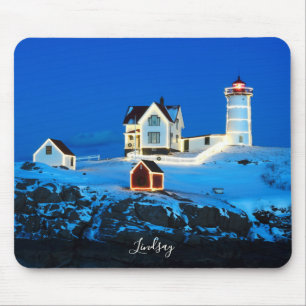 Holiday Nubble Lighthouse Mouse Pad