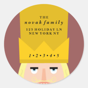 Holiday Nutcracker Address Classic Round Sticker