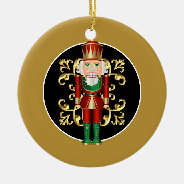 Holiday Nutcracker Ceramic Ornament (Front)