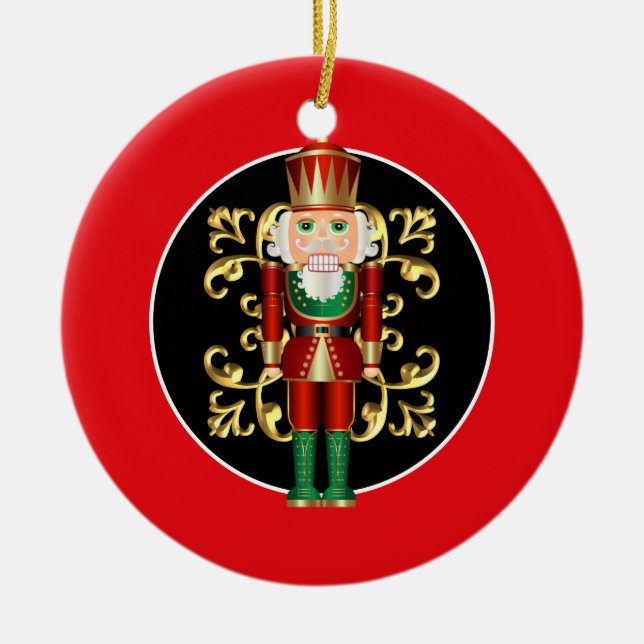 Holiday Nutcracker Ceramic Ornament (Front)