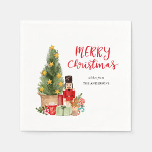 Holiday Nutcracker Christmas tree Script Napkin