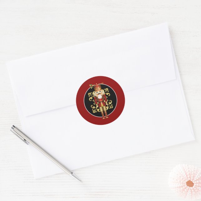 Holiday Nutcracker Classic Round Sticker (Envelope)
