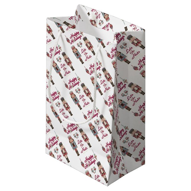Holiday Nutcracker Lets Go Nuts Small Gift Bag (Front Angled)