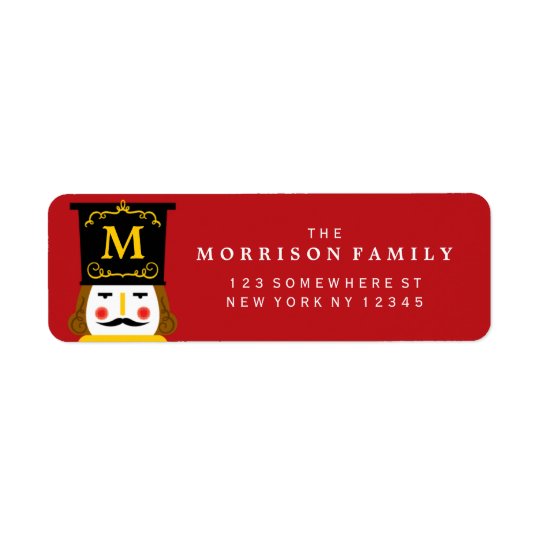 Holiday Nutcracker Monogram Red Return Address Label