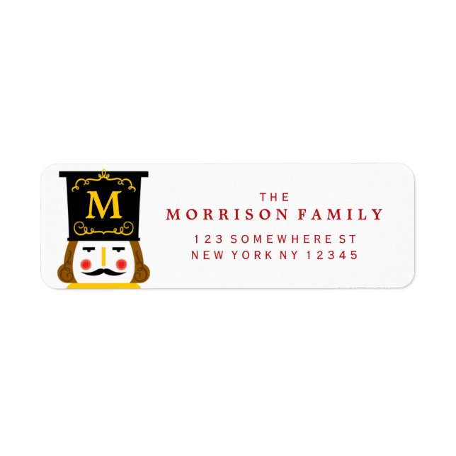 Holiday Nutcracker Monogram Return Address Label (Front)