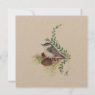 Holiday Nuthatch Bird Painting