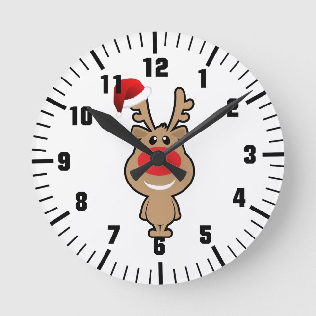 Holiday of funny Christmas santa Round Clock (Front)