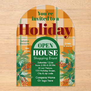 Holiday open house business shopping event acrylic invitations