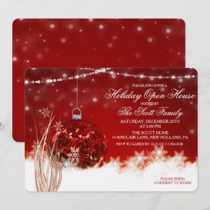 Holiday Open House Christmas Ornament Invitation