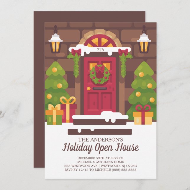 Holiday Open House Christmas Party Invitation (Front/Back)