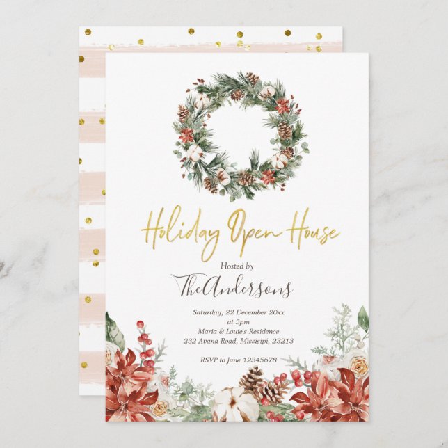 Holiday Open House Christmas Party Invitation (Front/Back)