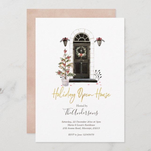Holiday Open House Christmas Party Invitation (Front/Back)