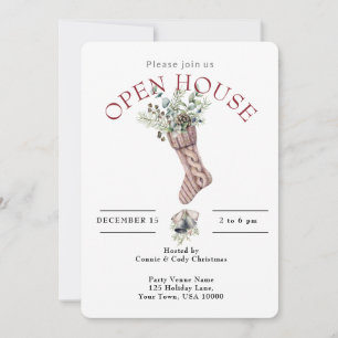HOLIDAY OPEN HOUSE CHRISTMAS STOCKING INVITATION