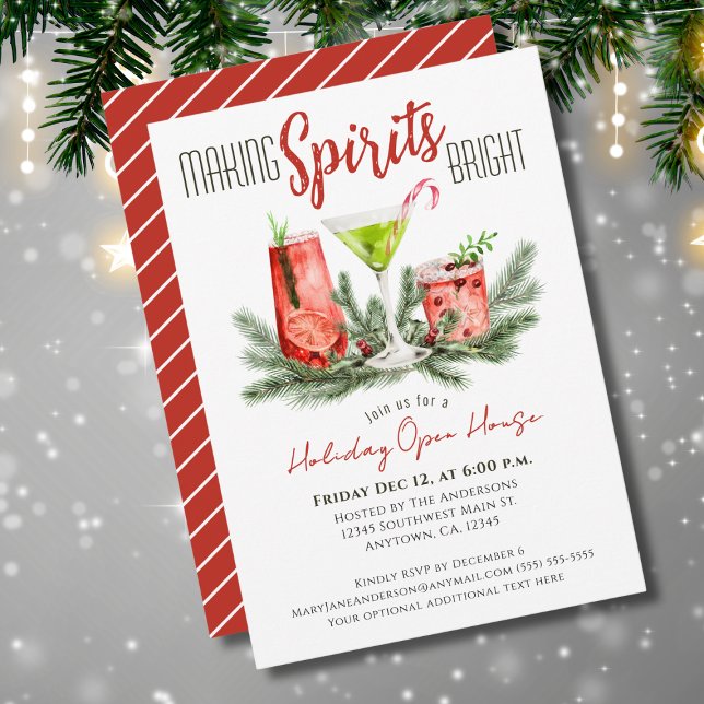 Holiday Open House Festive Christmas Cocktails Invitation (Creator Uploaded)
