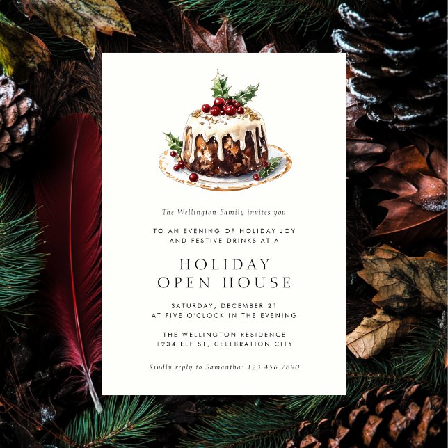 Holiday Open House Festive Elegant Christmas Party Invitation (Creator Uploaded)