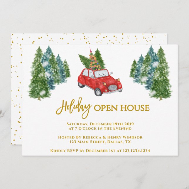 Holiday Open House Invitation Holiday Party Invite (Front/Back)