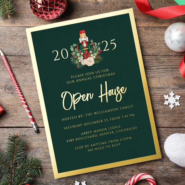 Holiday Open House Nutcracker Christmas Party (Holiday Open House Nutcracker Christmas Party Foil Invitation)