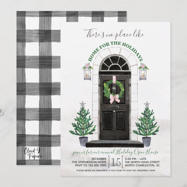 Holiday Open House Party Invitation (Front/Back)