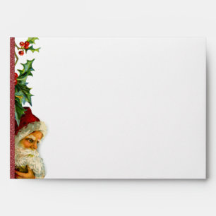 Holiday Open House Red Glitter Santa Holly Envelope
