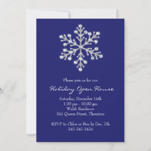 Holiday Open House with Crystal Snowflake - blue Invitation
