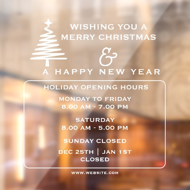 Holiday Opening Hours,Merry Christmas Window cling (Sheet 2)