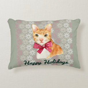 Holiday Orange Tabby Decorative Cushion