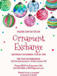 ornament exchange invitations announcements