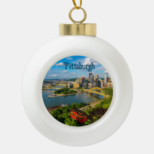 Holiday Ornament-- Great photo of Pittsburgh  Ceramic Ball Christmas Ornament