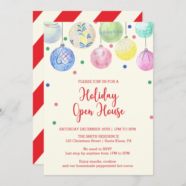 Holiday Ornament Holiday Open House Invitation (Front/Back)