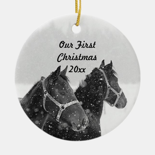 Holiday Ornament Our First Christmas Horse Theme (Front)