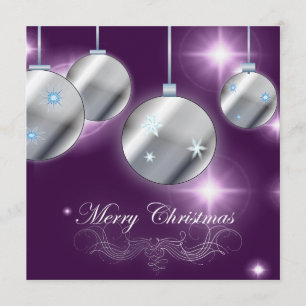 Holiday ornament Purple Christmas Invitation