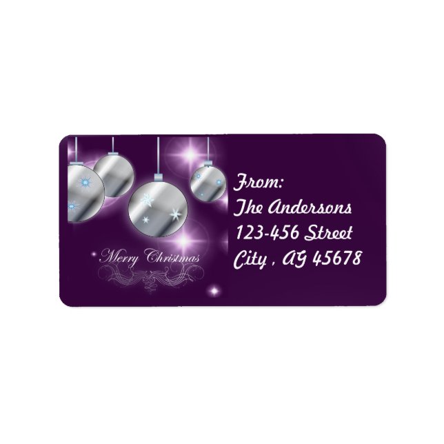 Holiday ornament Purple Christmas Label (Front)