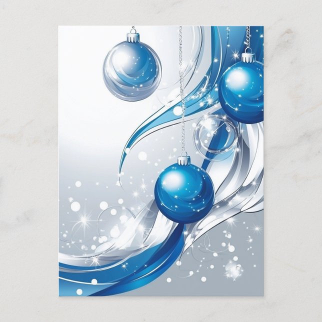 HOLIDAY ORNAMENTS BLUE / WHITE #1 POSTCARD (Front)