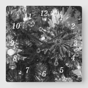 Holiday Ornaments Grayscale Wall Clock