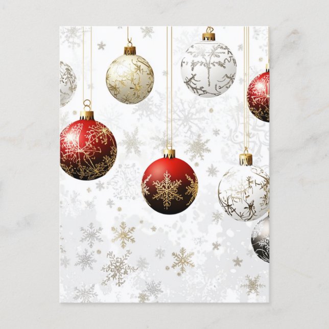 HOLIDAY ORNAMENTS RED / GOLD #1 POSTCARD (Front)