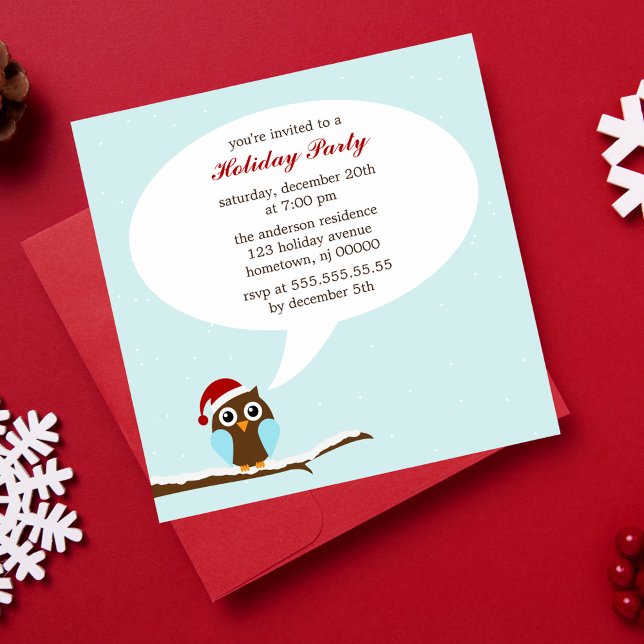 Holiday Owl Christmas Invitation (Creator Uploaded)