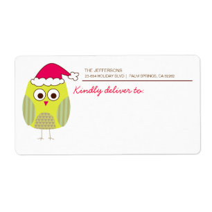 Holiday Owl Shipping Labels