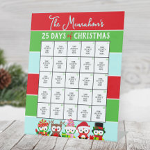 Holiday Owls 25 Days of Christmas Activity