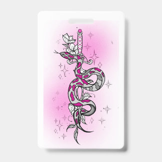 holiday package with snake ID badge