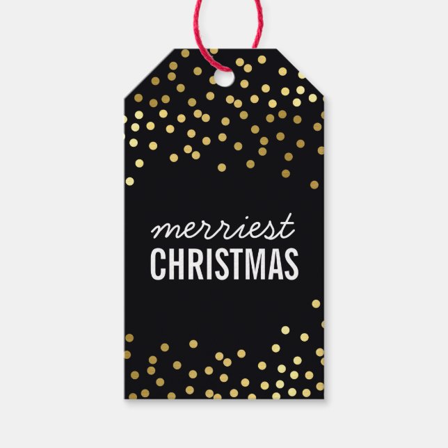 HOLIDAY PACKAGING TAG gold spots smart black kraft (Front)