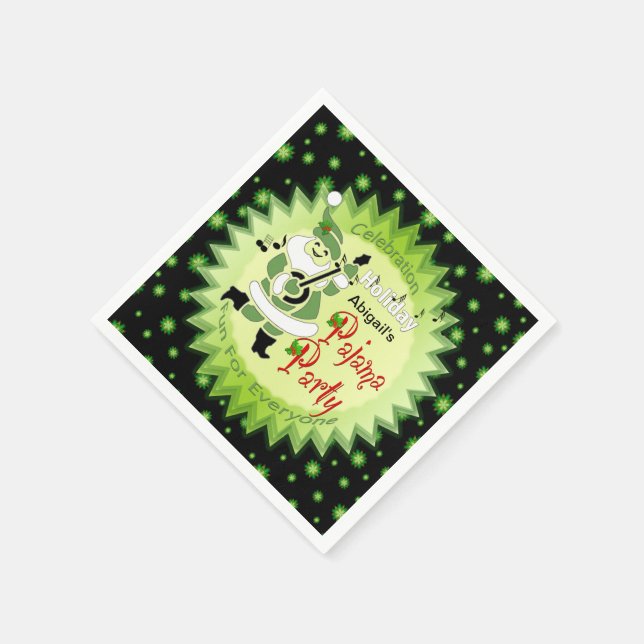 Holiday Pajama Party - Santa Elf and Stars Napkin (Corner)