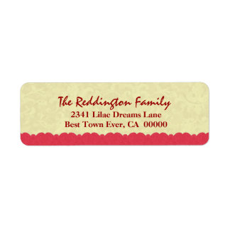 Holiday Pale Gold Damask Printed Lace Family Name Return Address Label