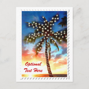 Holiday Palm Tree Lights at Sunset Postcard
